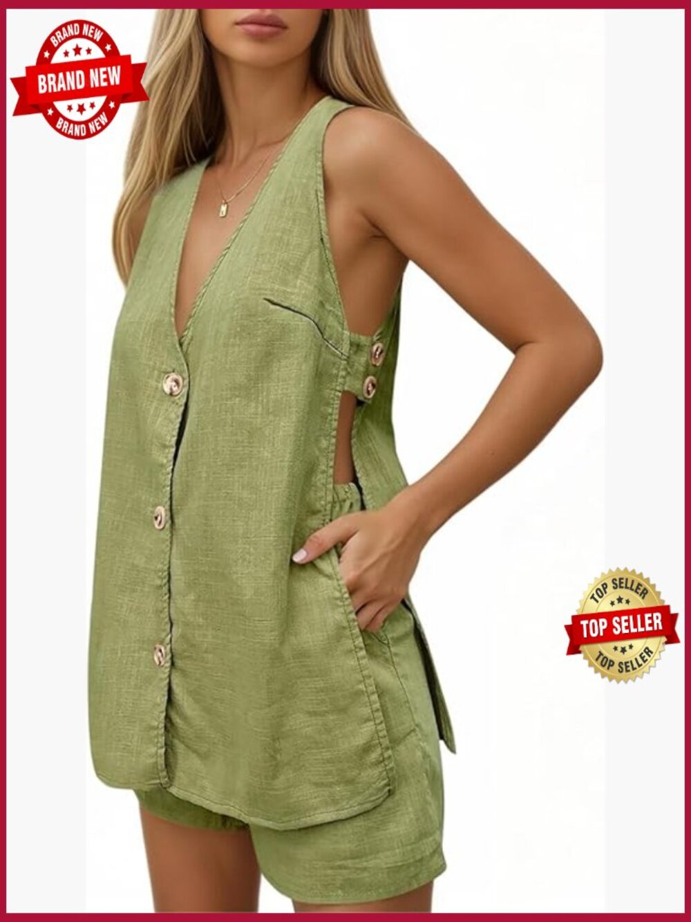 2 Piece Short Set Casual Tank Top and Shorts Vacation Resort Wear